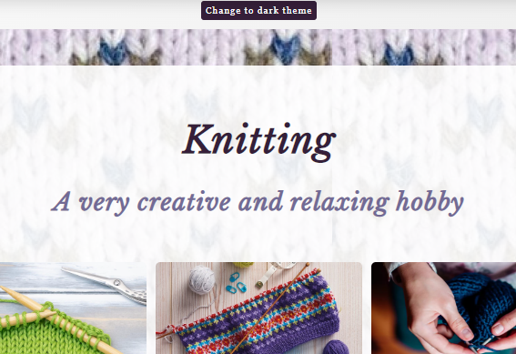 Knitting page screenshot